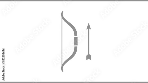Vector illustration of, a minimalist bow and arrow icon, representing archery, sport, and accurate aiming
