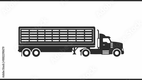 Vector illustration of a large freight semi-truck with a cargo trailer, flat design transportation icon