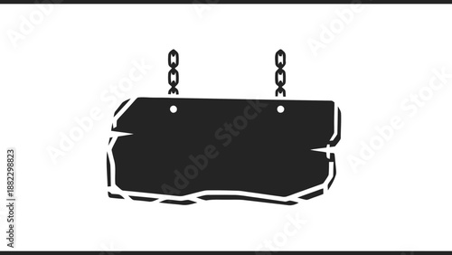 Vector illustration of a blank old wood signboard on chains, ideal for messages or advertisements
