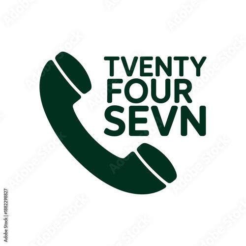 A logo for a 24/7 customer service hotline with a green phone icon and text on a white background