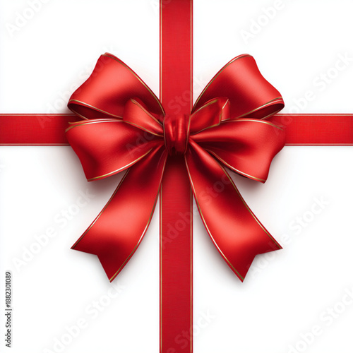 Red Ribbon Bow Close Up.