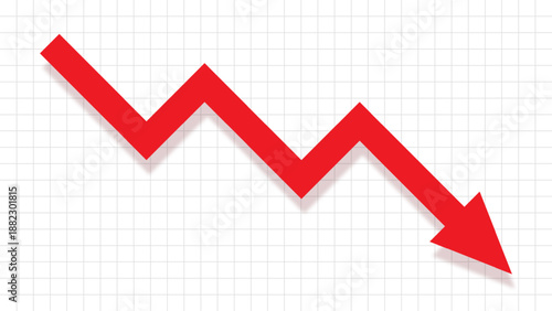 Colorful red arrow image concept of downtrend or fall of stock market securities