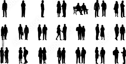 cPeople silhouettes in elevation side view | Architecture people | silhouettes of people | 2D people | Section Elevation View | Architectural drawing people | characters See Less