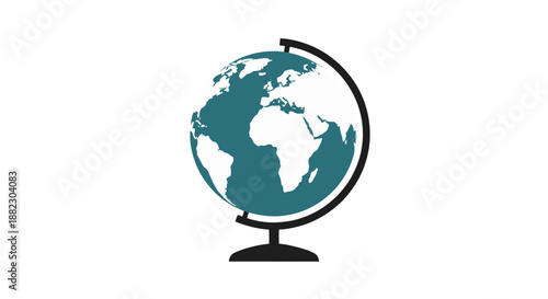 Globe icon on a white background representing global unity and geography.