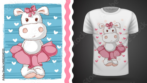 Cute Ballerina Bunny and T-Shirt Mockup