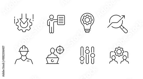 Icon set: project management and business strategies
