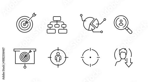 Minimalist icons for business and analysis concepts