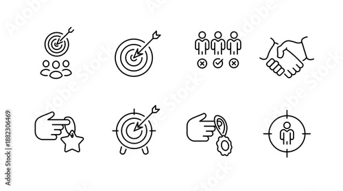 Target icons collection: business, success, teamwork, achievement, precision