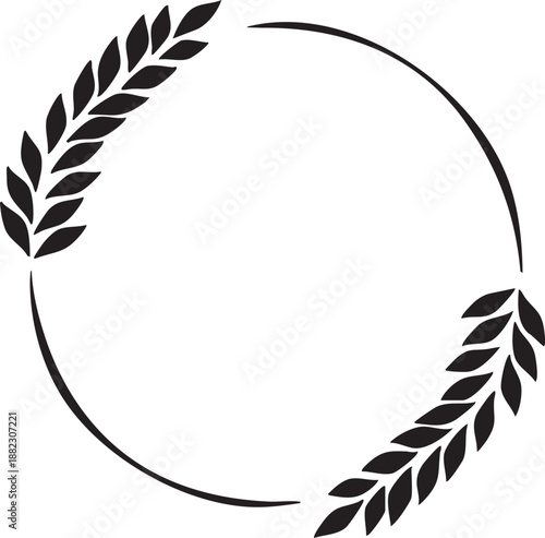 Circular frame with wheat ears minimalist vector design element for agriculture and food industry branding isolated on white