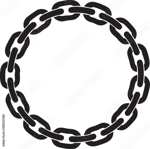 Circular chain link pattern a strong connection symbol in a minimalist black and white vector illustration for design concepts