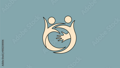 Stylized illustration of two people in a supportive hug