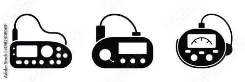 Medical Device Icons Set – Health Monitoring Equipment Vector Illustration, ECG Machine Symbols, Medical Technology Design, Hospital Diagnostic Tools Silhouette for Healthcare and Medicine