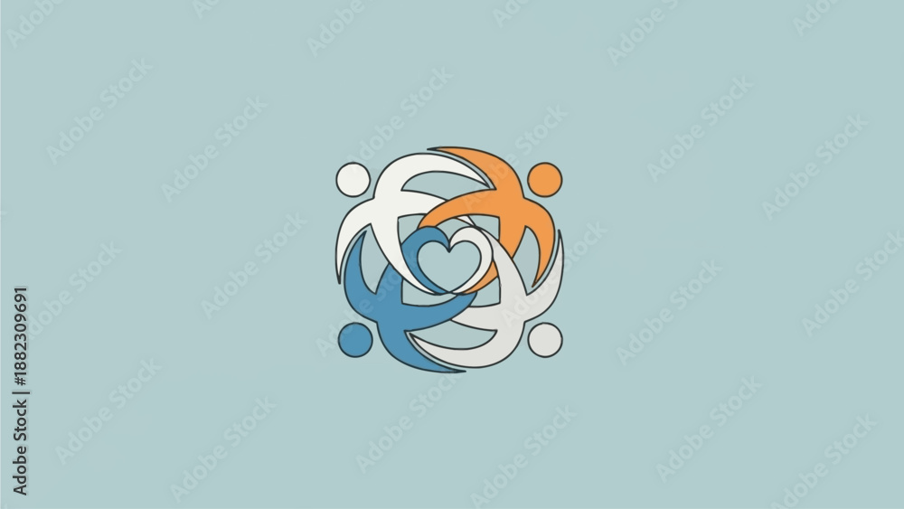 Obraz premium Stylish people forming heart with hands in modern design