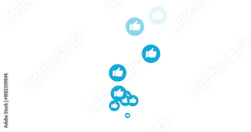 Social media live streaming animation. Flying  thumb up. 2D animation with alpha channel. 4k stock footage