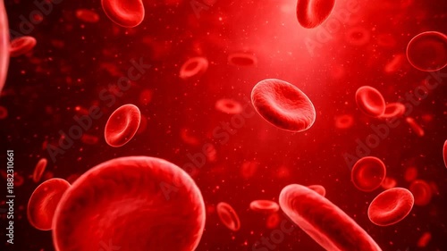 Red blood cell flow in human body. Medical science concept for microscopy, health and disease research footage. 