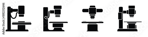 X-Ray Machine Vector Icons – Medical Imaging Equipment Illustration, Radiology Device Symbol for Hospital, Diagnostic Clinic, and Healthcare Technology Design