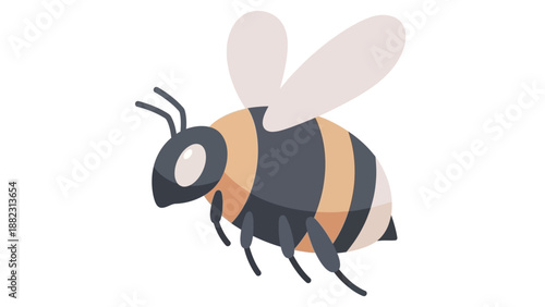 Illustration of a bee flying viewed from the side in a plain environment