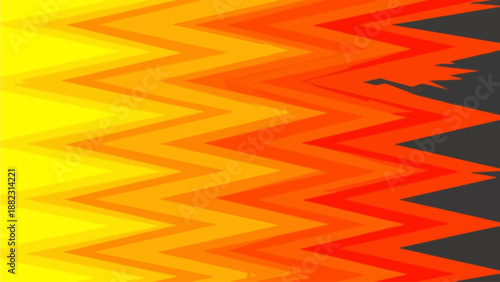 Vibrant zigzag pattern transitioning from yellow to orange to red to dark grey, creating a dynamic abstract visual effect