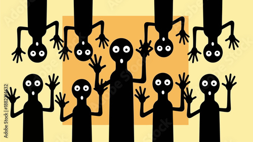 Surreal illustration of creatures behind bars, conveying a sense of eeriness and confinement from a frontal viewpoint