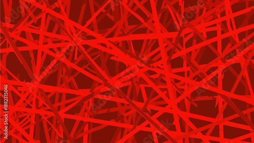 Abstract red lines intersecting in a complex pattern viewed from a close-up perspective