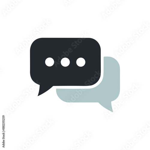 Black and Gray Speech Bubbles Icon.