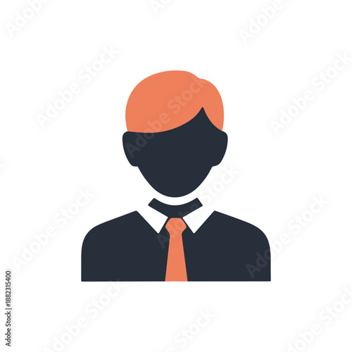 Businessman Icon with Orange Tie and Suit.