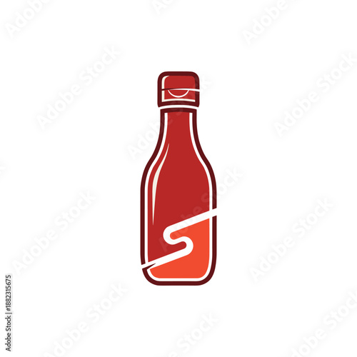 Red Hot Sauce Bottle Illustration.