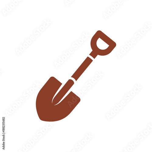 Red Shovel Icon Garden Tool Illustration.