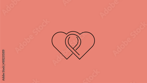 Intertwined hearts symbolizing love and connection in pink background