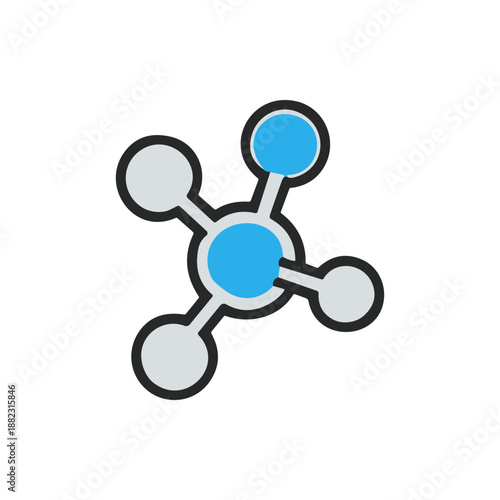 Simple Molecule Structure with Central Blue Atom.