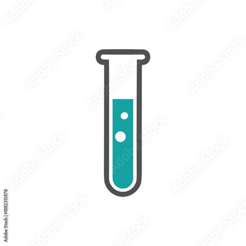 Test Tube with Liquid and Bubbles Icon.