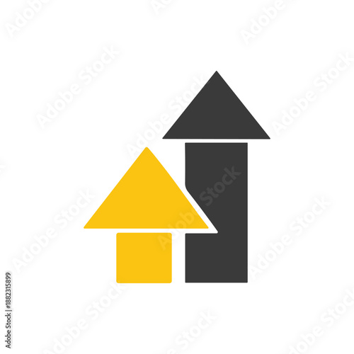 Two Arrows Pointing Upwards in Different Colors.