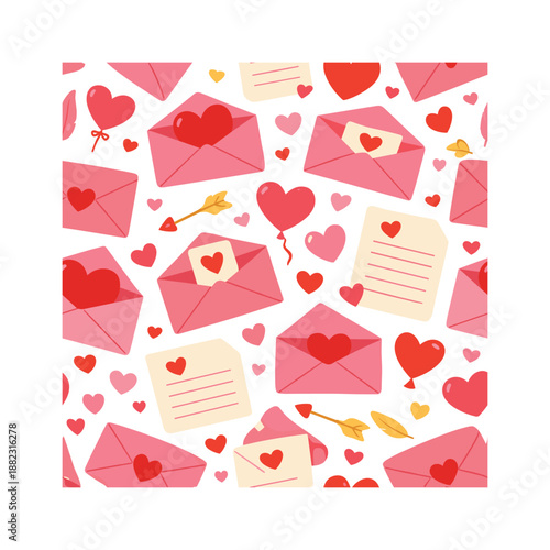 Love and romance flat icon set. featuring envelope, heart, letter, balloon, and arrow symbols