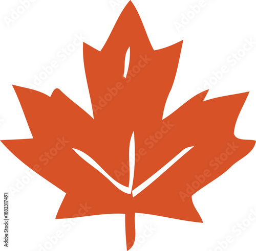 Red maple leaf vector illustration featuring a 3d origami paper art design with a shadow effect on a web button icon element
