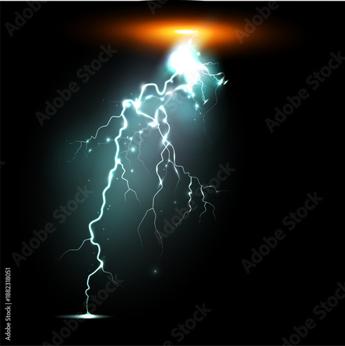 Wallpaper Mural Lightning. Thunder storm realistic lightning. Bright light effects. Lightning bolt set Magic and bright light effects Torontodigital.ca