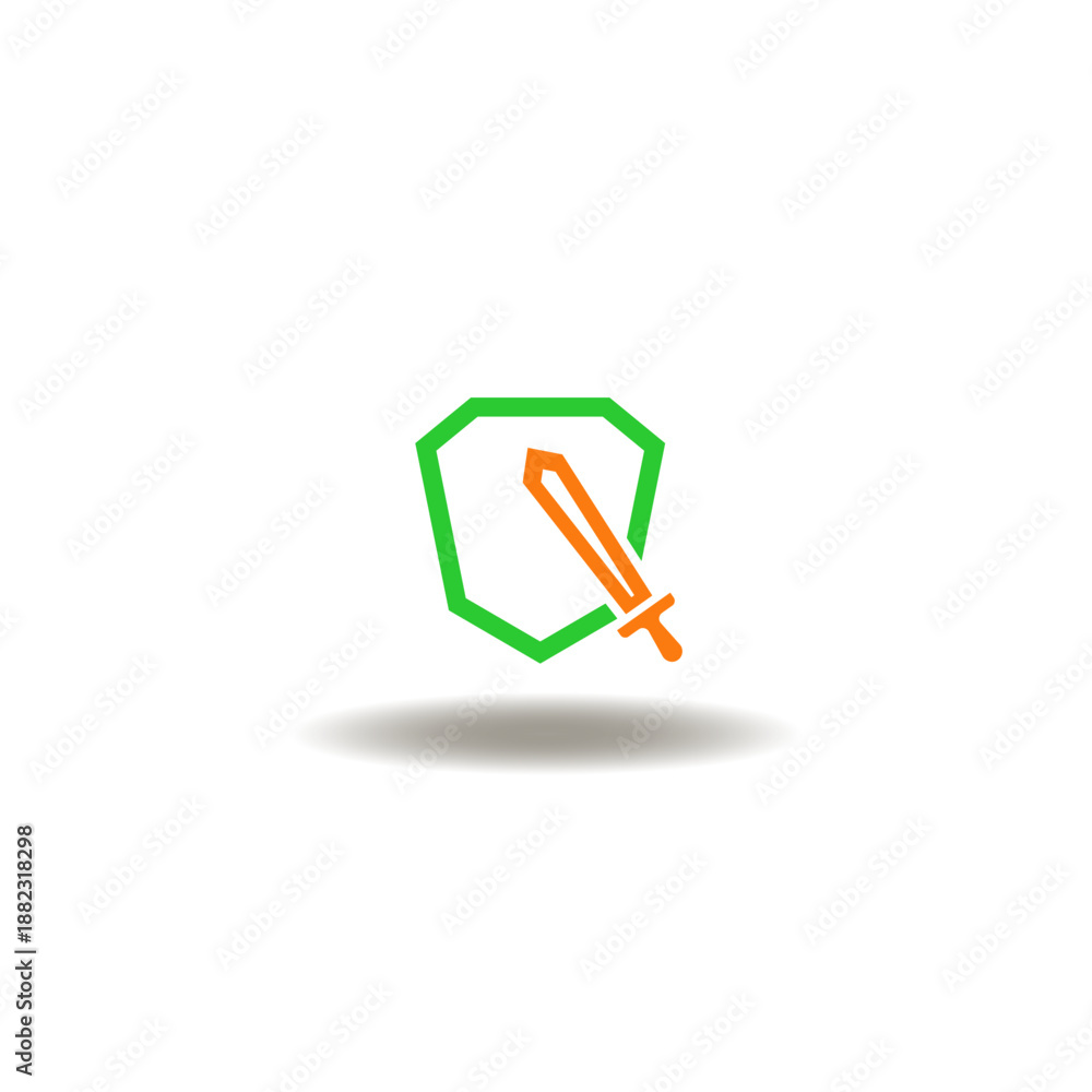 Fototapeta premium Vector illustration of shield and sword. Symbol of attack and defense.