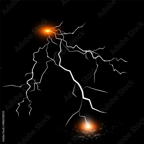 Wallpaper Mural Lightning. Thunder storm realistic lightning. Bright light effects. Lightning bolt set Magic and bright light effects Torontodigital.ca