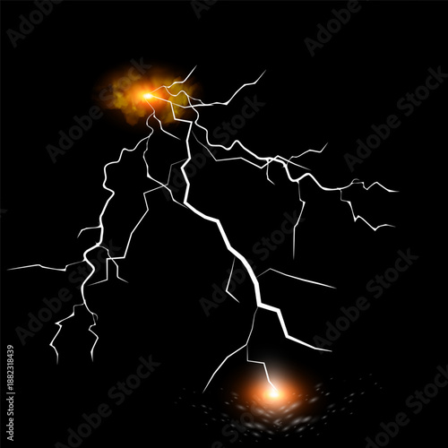 Wallpaper Mural Lightning. Thunder storm realistic lightning. Bright light effects. Lightning bolt set Magic and bright light effects Torontodigital.ca