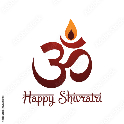 Om symbol with a vibrant flame wishing happy shivratri on a clean white background Vector, illustration
