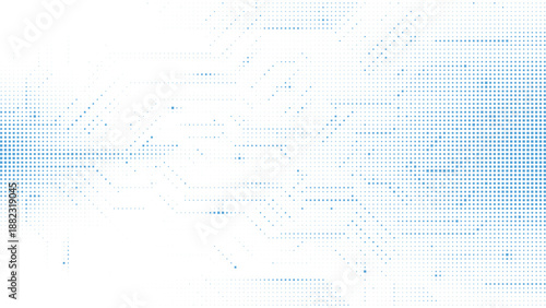 Light Blue Horizontal Halftone Grid with Circuit Board Pathway Detail for Digital Infrastructure and Global Network Concept Vector Illustration