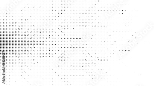 Foto Dynamic Black Halftone Grid with Symmetrical Particle Flow for Innovative Motion