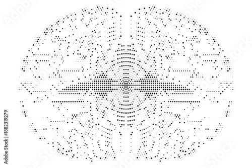 Human brain shape created with black halftone dots representing artificial intelligence and cognitive computing technology Vector Illustration