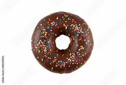 Sweet Chocolate Glazed Donut with Colorful Sugar Sprinkles