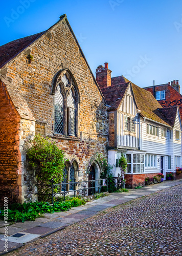 East Sussex, United Kingdom, Aug 12th 2025, view of Church Square, a cobble street in a medieval town of Rye