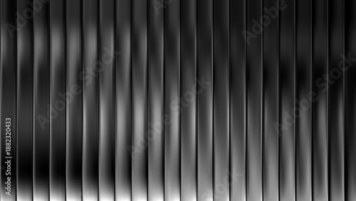 Effect glass reeded black reed texture with 3d gradient panel background and prism stripe. Abstract light ribbed bg with vector wave through transparent blurry silver line and dark.
