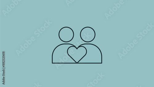 Stylized illustration of two people with a heart symbol between them