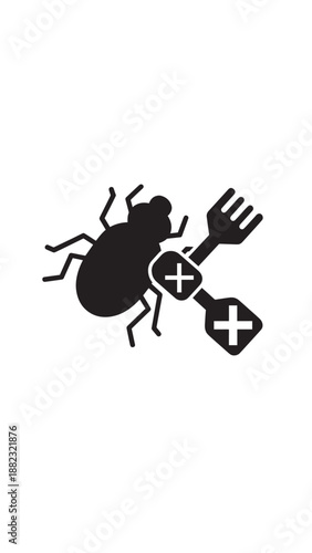 Illustration of a pest insect with medical crosses signaling pest control and health concerns.