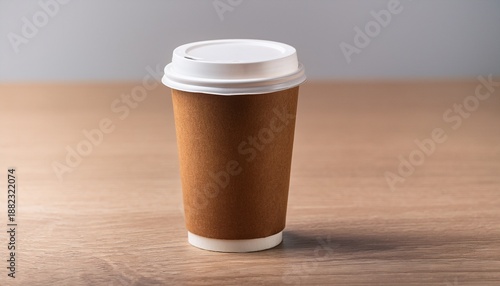 Brown Paper Coffee Cup With White Lid Disposable Cup 1