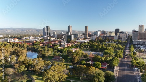 Canvas-taulu Adelaide City, South Australia – Aerial Drone View of City Skyline, CBD, urban l