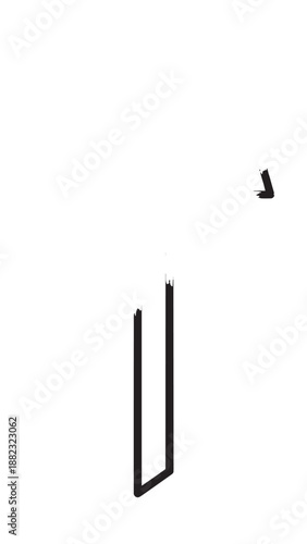 Minimalist abstract black lines and shapes on white background with modern geometry design.
